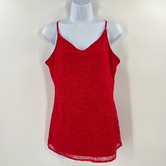 Soma Intimates M Red All-Over Lace Cami Top V-Neck Adjustable Spaghetti Strap - Picture 1 of 8